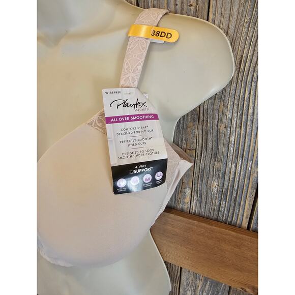NWT NEW playtex 38DD wireless bra beige nude smooth 4 way support no slip - Picture 3 of 7
